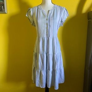 Blue striped tiered dress